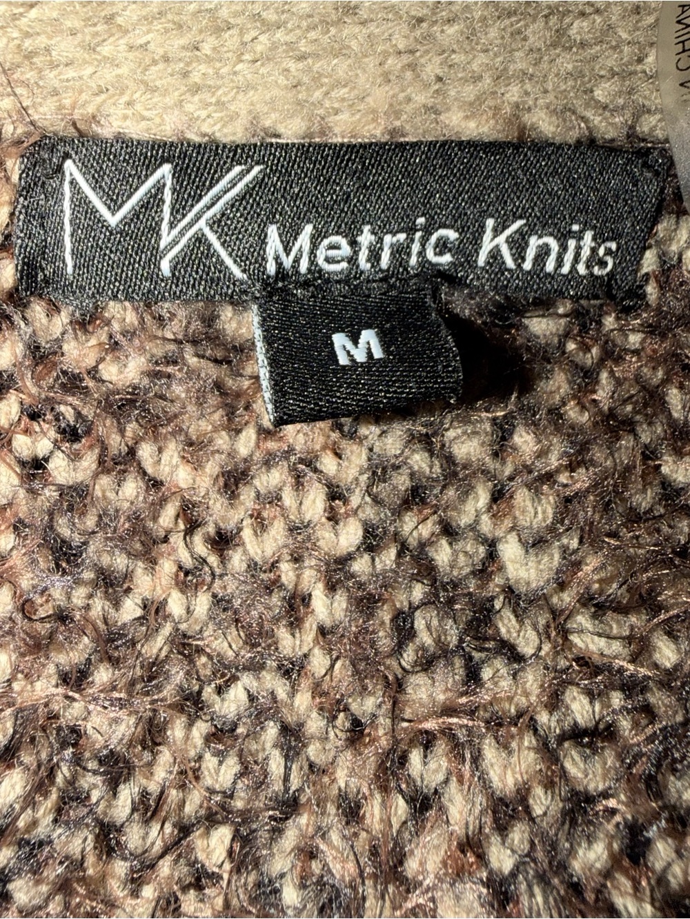 Metric Knits Women’s Multi-Brown Boucle Cardigan - Medium